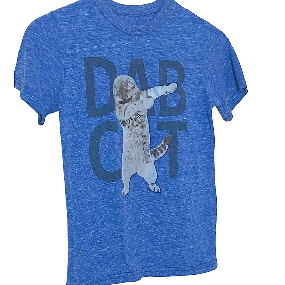 Extreme Concepts Cat Graphic T Shirt Blue Unisex SZ Medium